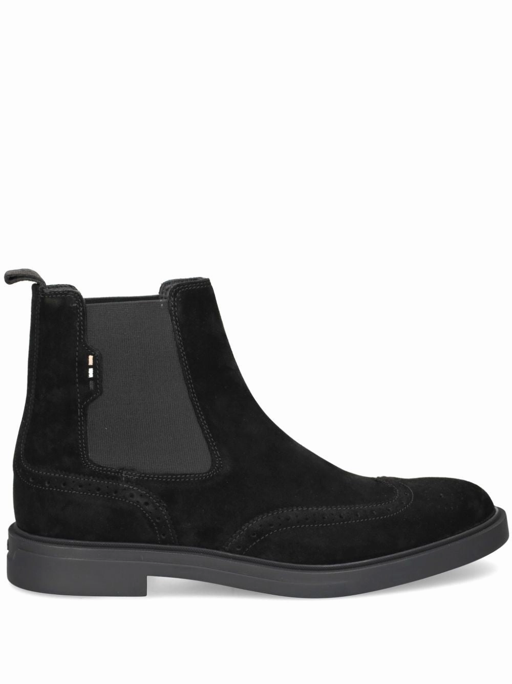 Felt Boots Hugo Boss Calev Men Suede Leather Boots Pull On Black Back Tab