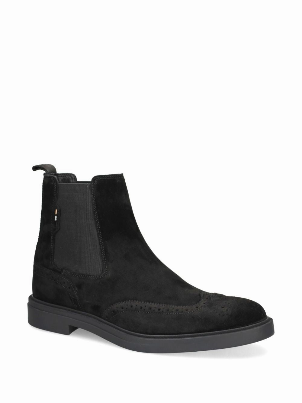 Hugo Boss Calev Men Suede Leather Boots Pull On Black Back Tab Brown Boots With Black Pants