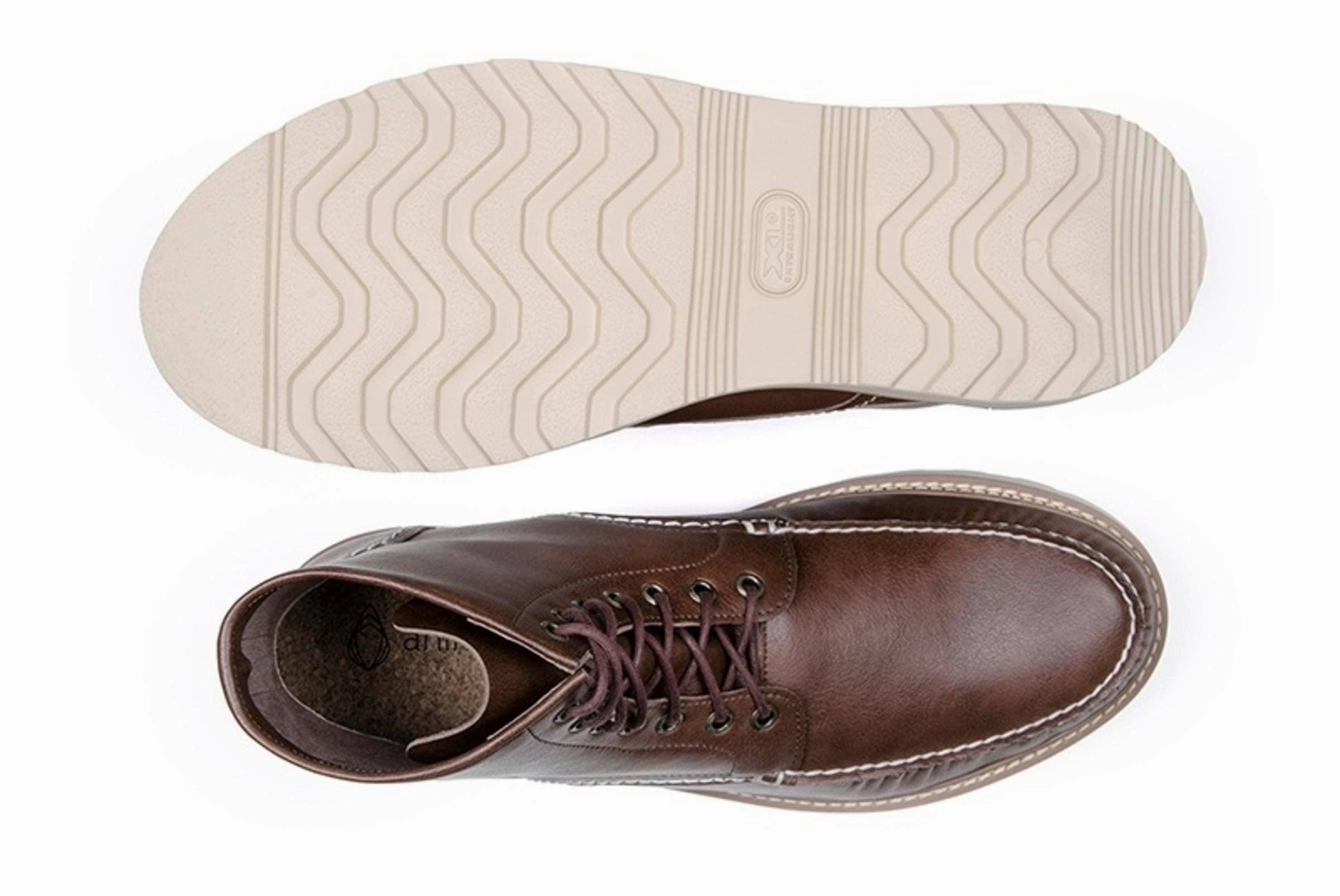 Platform Heeled Chelsea Boots 'Chris' Unisex lace-up vegan boots by Ahimsa - cognac