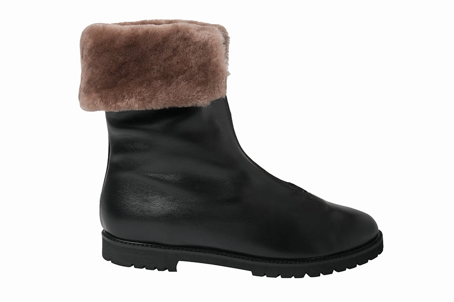 AM CADILLAC BLACK Pointed Ankle Boots Block Heel