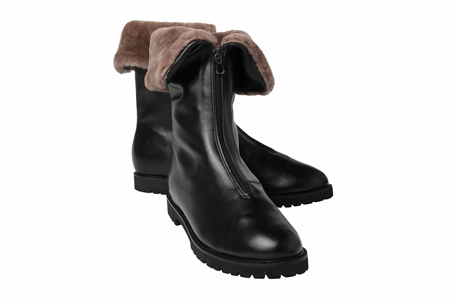 AM CADILLAC BLACK Ankle Boots With Side Zipper