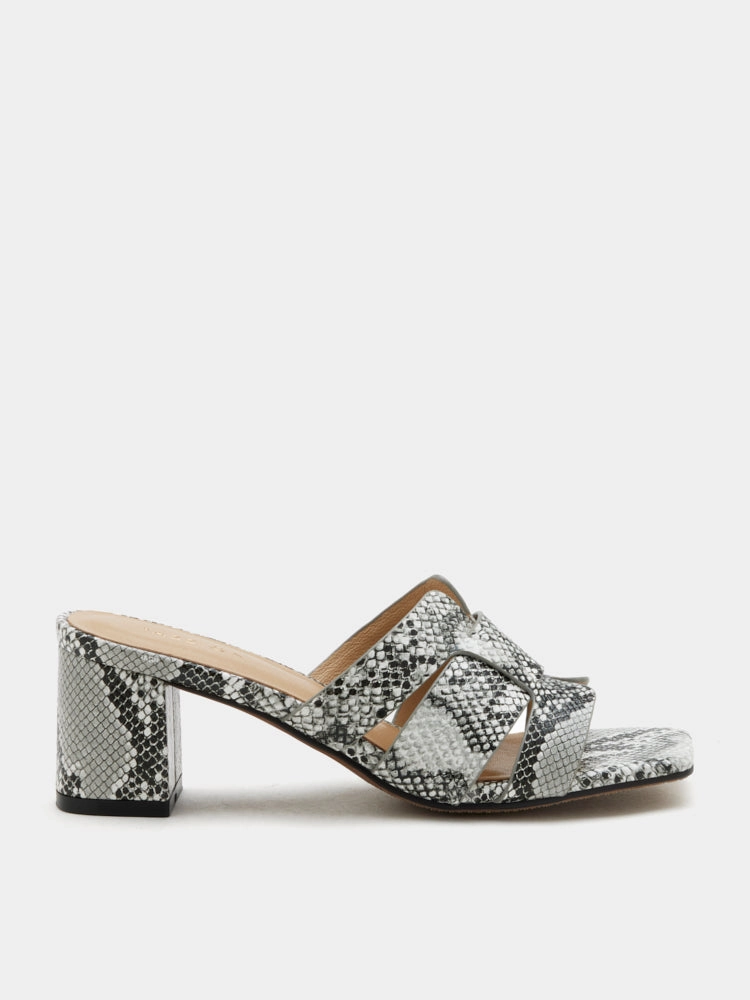 Elmira Python-Print Embossed Leather Sandal Heels Butterfly High Heels