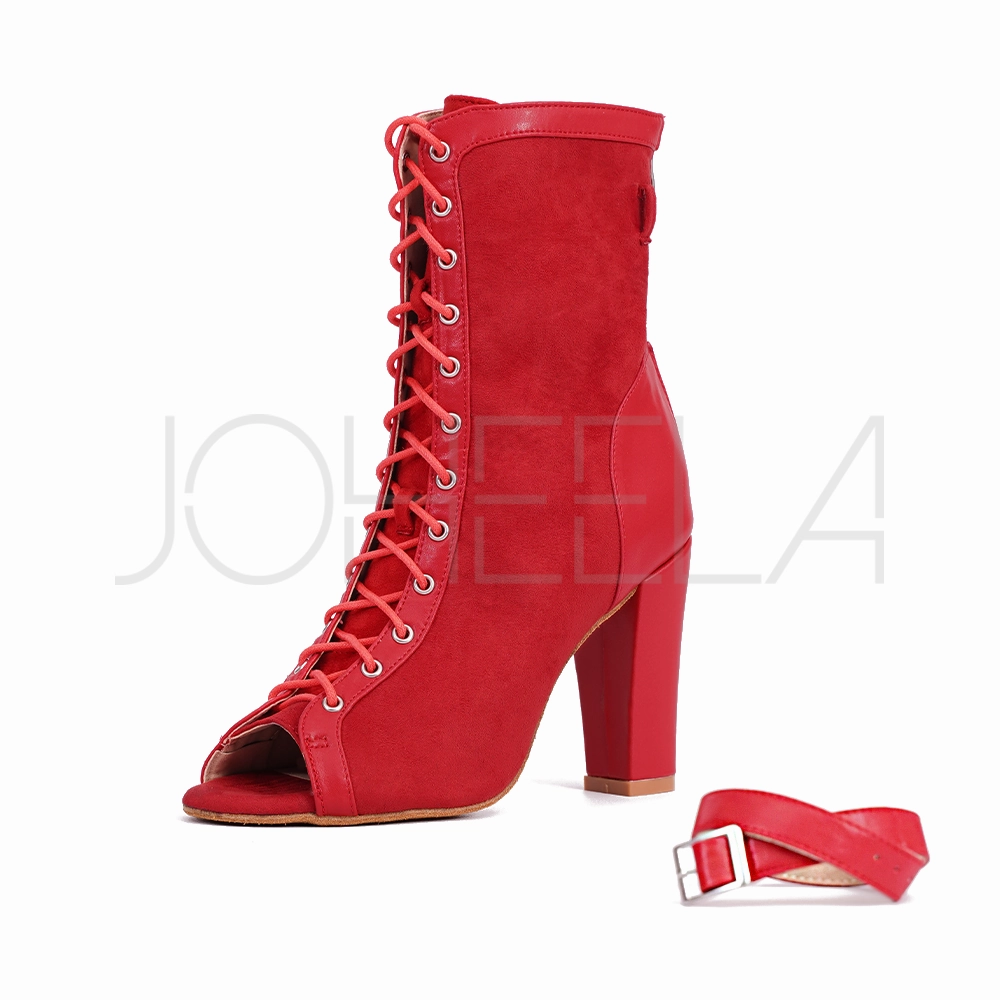 Sock Style Ankle Boots Emily Rouge - Talon pais - Personnalisable