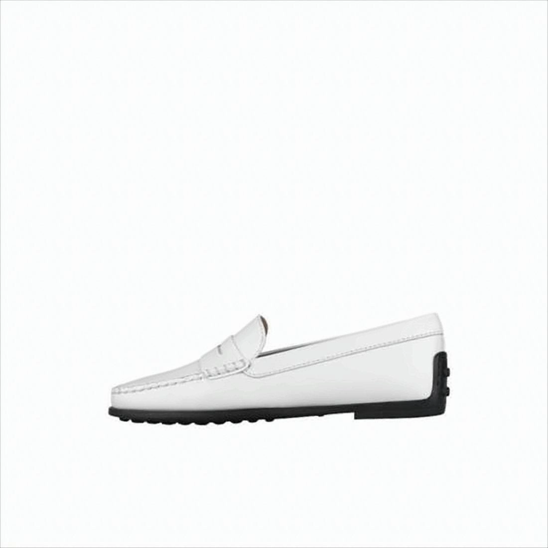 Minimalist White Leather Penny Loafers With Rubber Sole Salvatore Ferragamo Loafers On Sale
