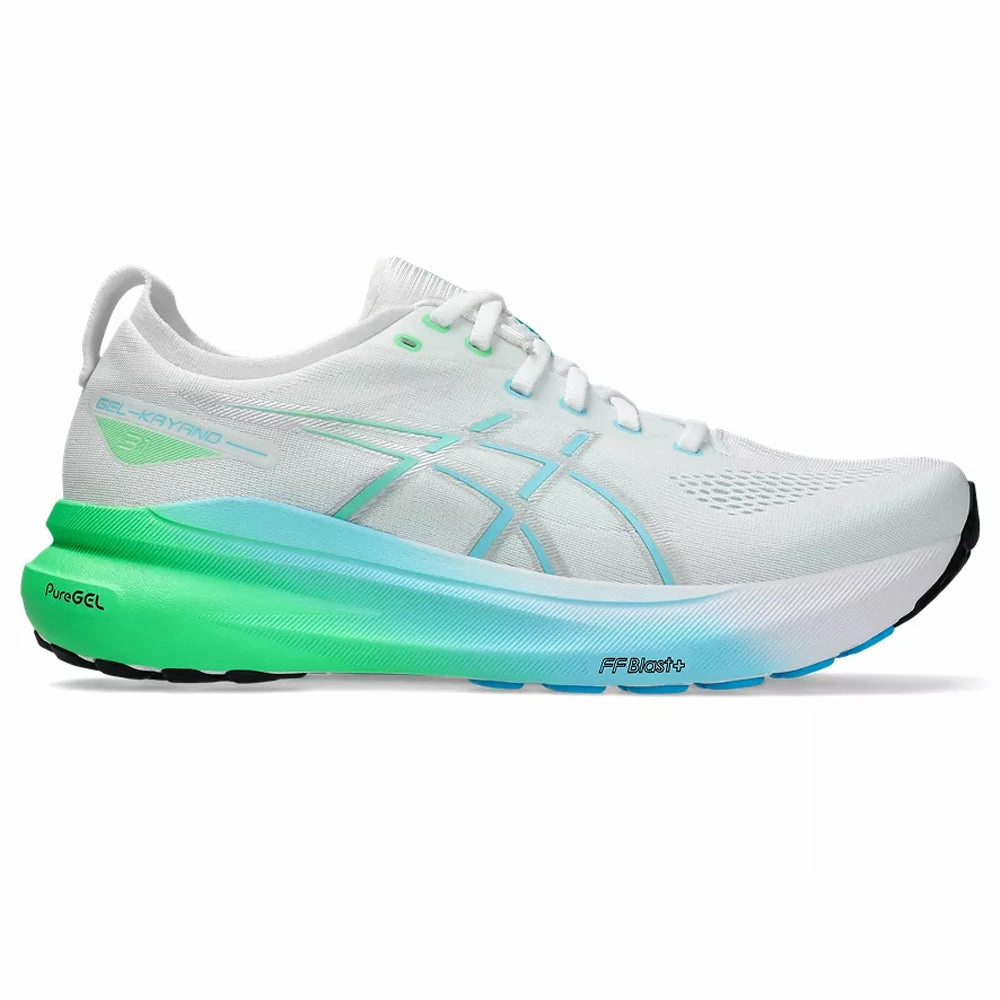 Men's Asics Gel-Kayano 31, White/Bright Cyan, 12 D Medium Asics Track Club Shoes