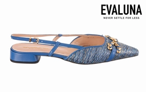 Eva Azure Blue Snakeskin Flats Shoes