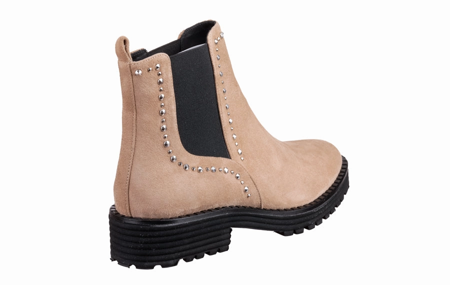 Casual Laced Front Ankle Boots Eva Studs Taupe