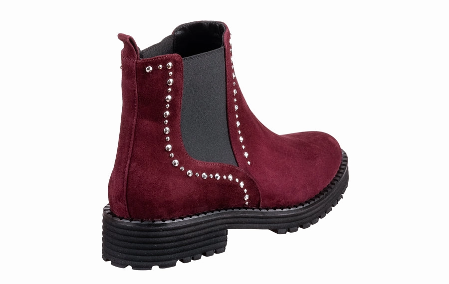 Eva Studs Vine Burgundy Chelsea Boots