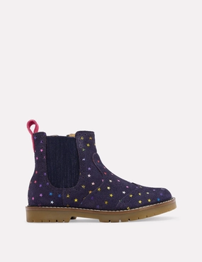 Leather Chelsea Boots-College Navy Metallic stars Chelsea Boots In Brown