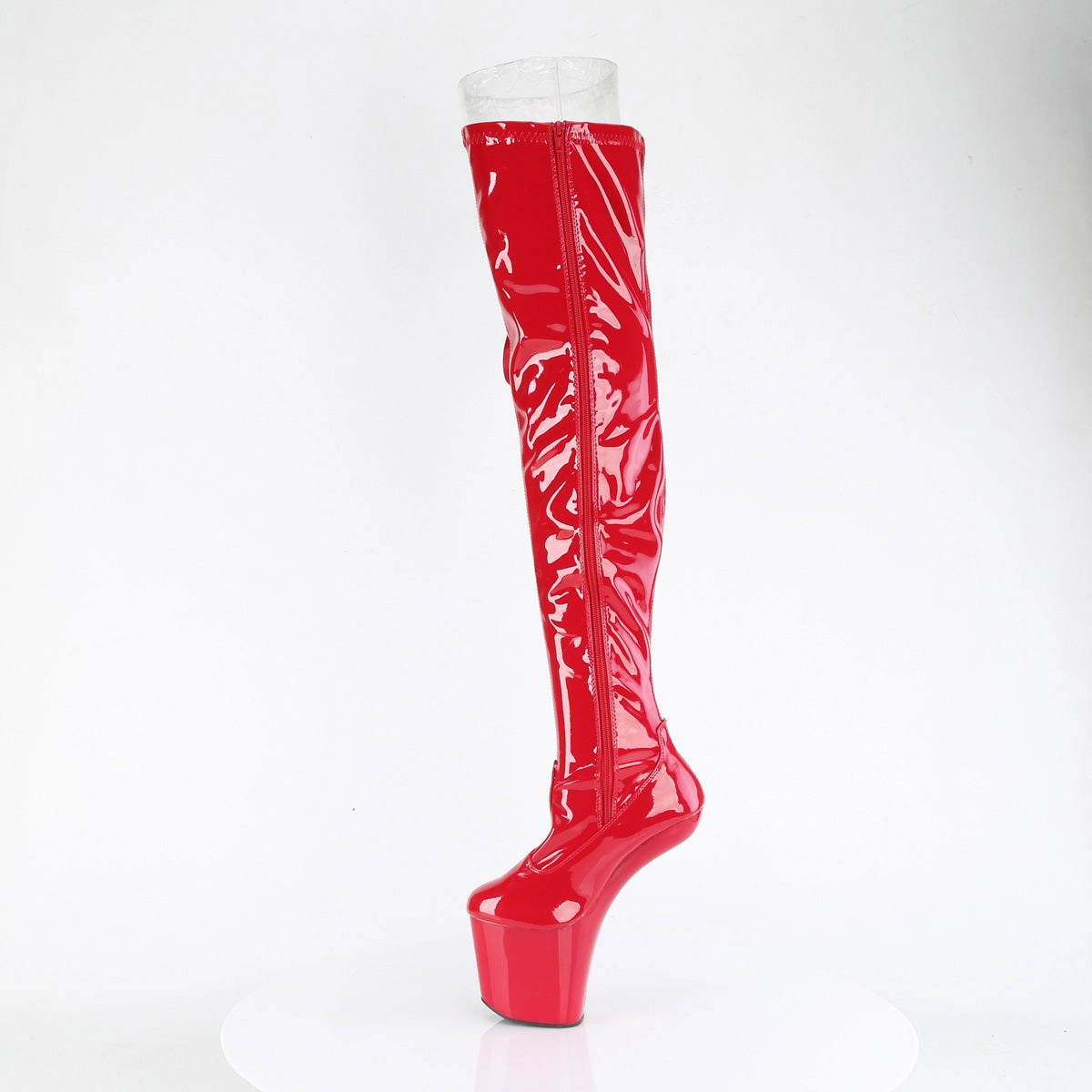 8 Inch Heelless CRAZE-3050 Red Stretch Patent Yoox Chelsea Boots