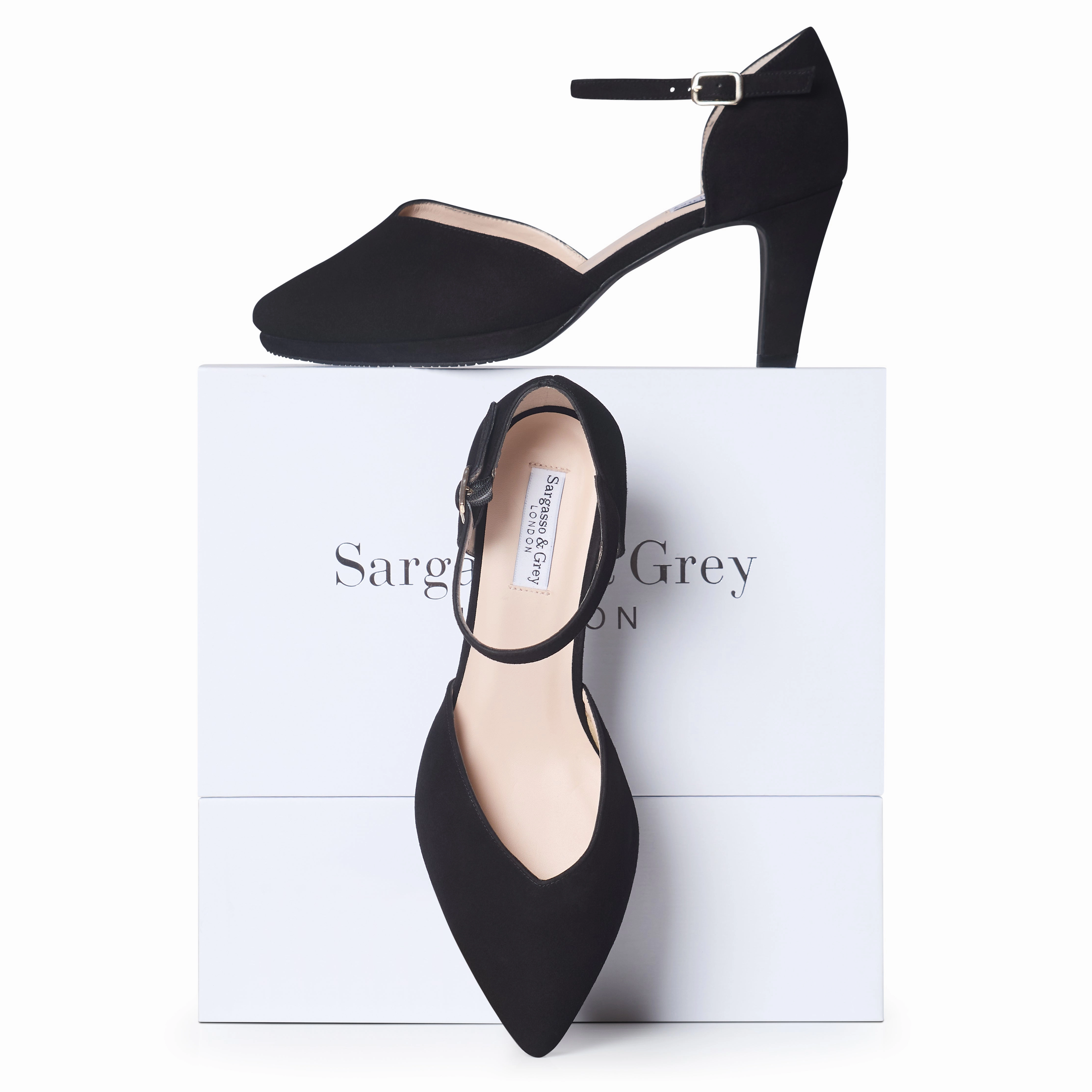 Chunky High Heel Boots Puckle Extra-Wide Fit Platform Heels - Black Suede