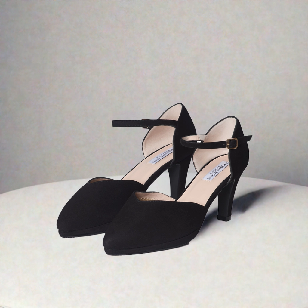 Puckle Extra-Wide Fit Platform Heels - Black Suede High Heel Cupcakes With Milano Cookies