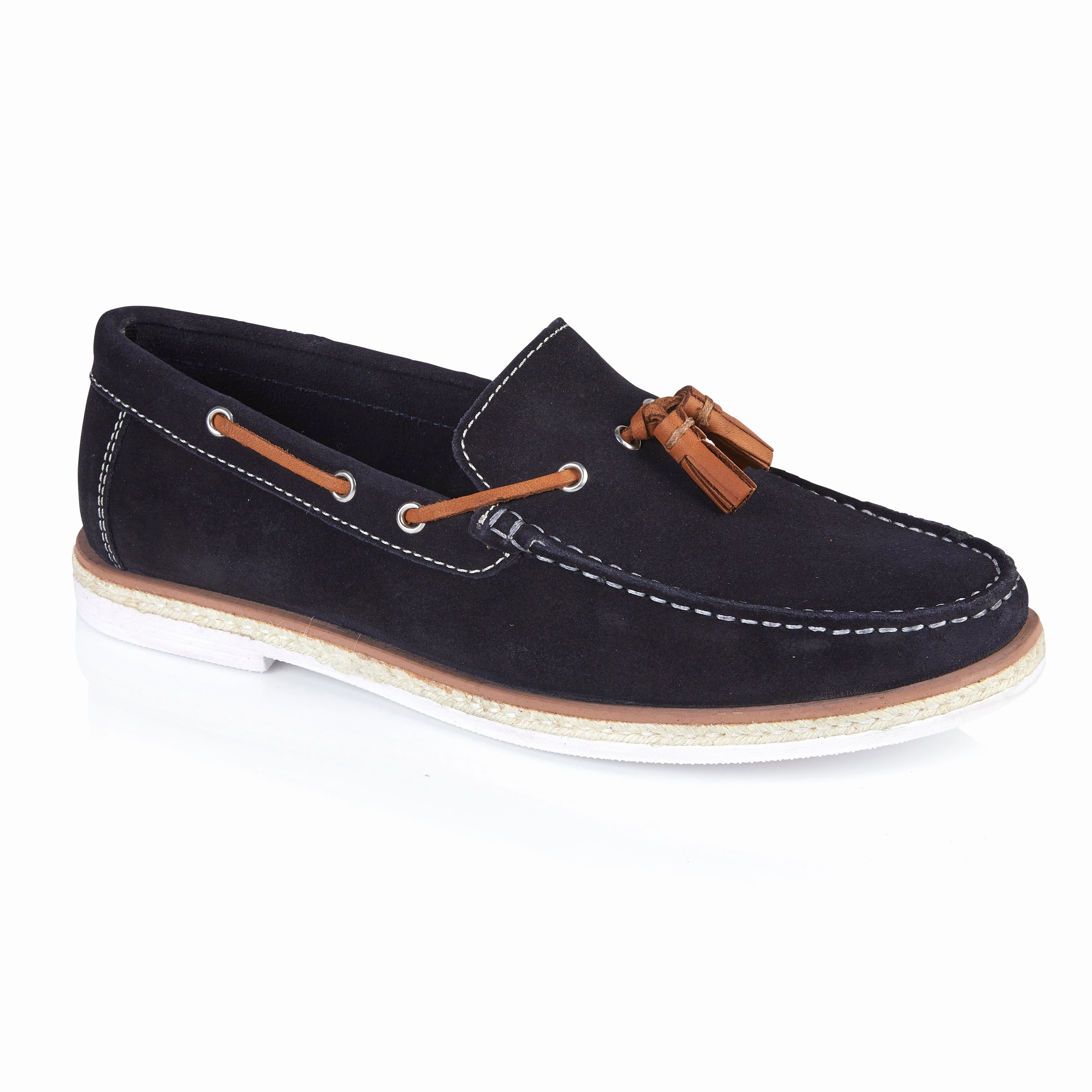 Milford Suede Leather Tassel Loafers - Navy Dress Loafers With Jeans