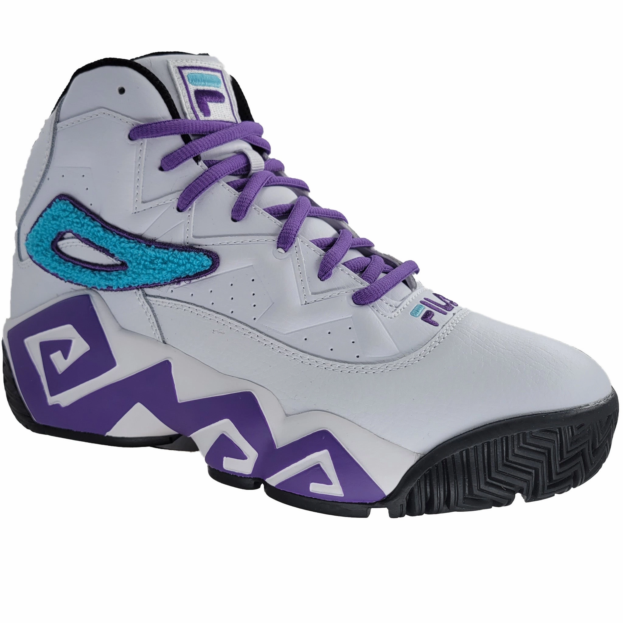 Fila Men's  1BM01089-148 MB Chenille Jamal Mashburn White Bluefish Electric Purple Retro Basketball Shoes Best Basketball Shoes For Bad Ankles
