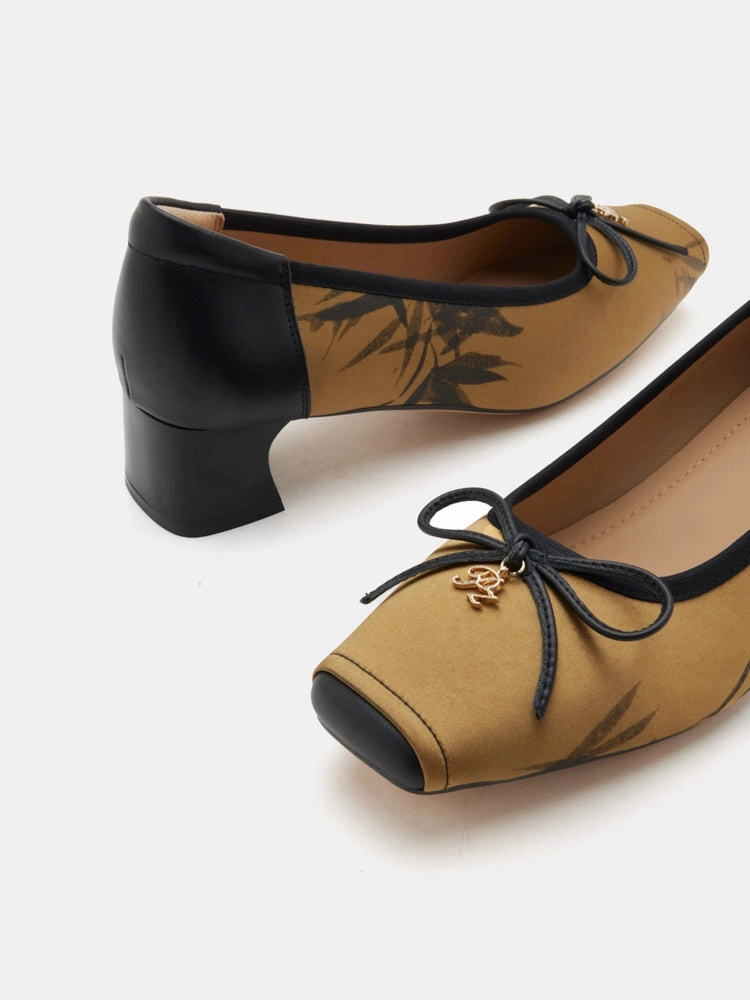 High Heels Movie Cast Ashlyn Printed Bow Heels