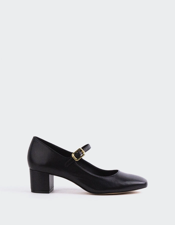 Mary Jane Shoes Three Straps Rosalba Black Leather