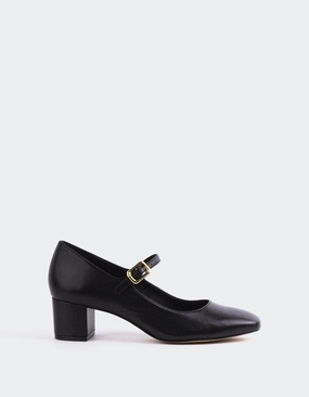 Rosalba Black Leather Mary Jane Tan Tap Shoes