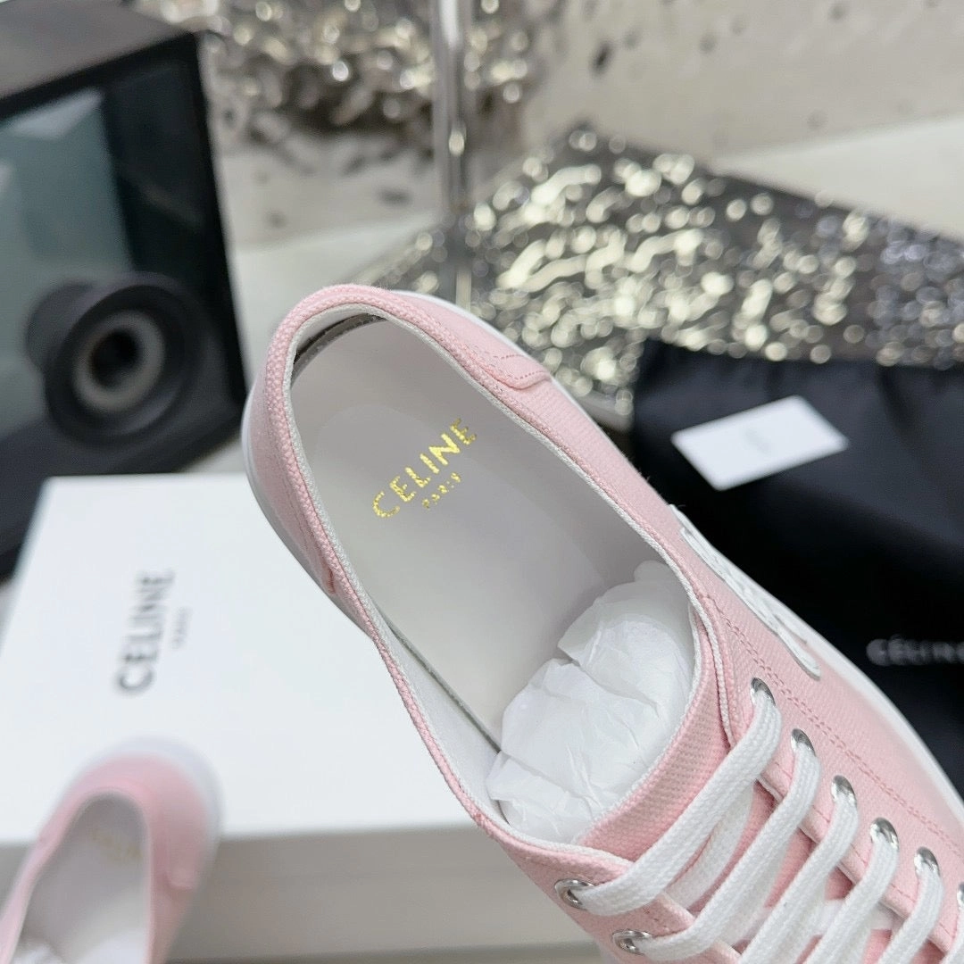 SE1176 JANE SNEAKERS LOW LACE-UP WITH TRIOMPHE PATCH / Size5-10 Flat Bottom Shoe