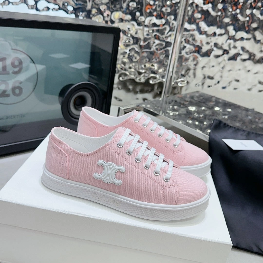 SE1176 JANE SNEAKERS LOW LACE-UP WITH TRIOMPHE PATCH / Size5-10 Pointed Shoes Flat