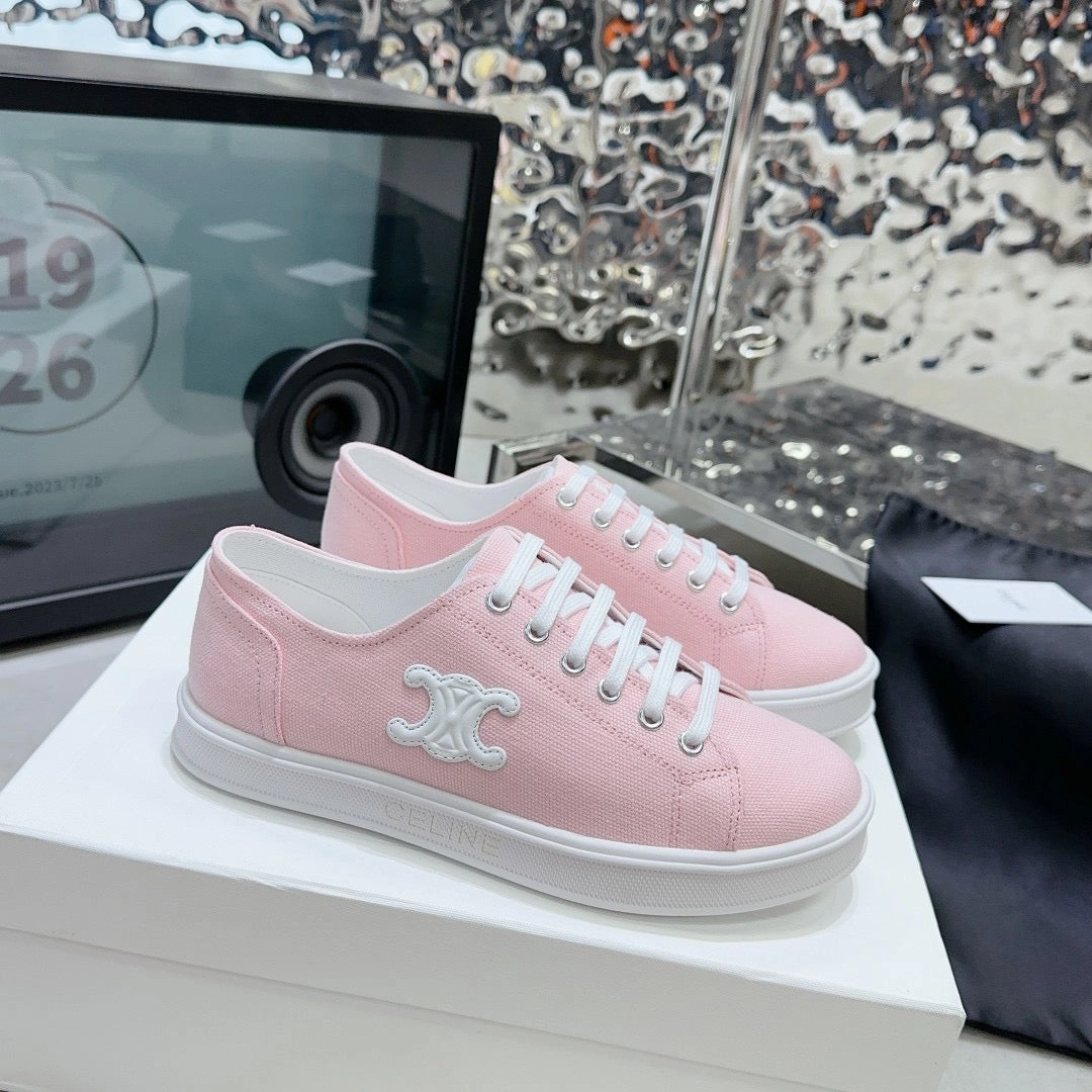 Perforated Flats Shoes SE1176 JANE SNEAKERS LOW LACE-UP WITH TRIOMPHE PATCH / Size5-10