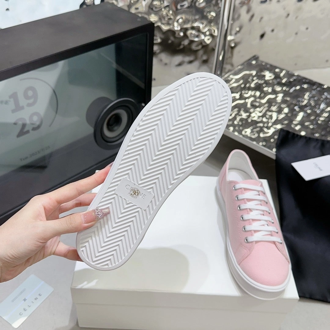 SE1176 JANE SNEAKERS LOW LACE-UP WITH TRIOMPHE PATCH / Size5-10 Flat Shoes With Arch Support