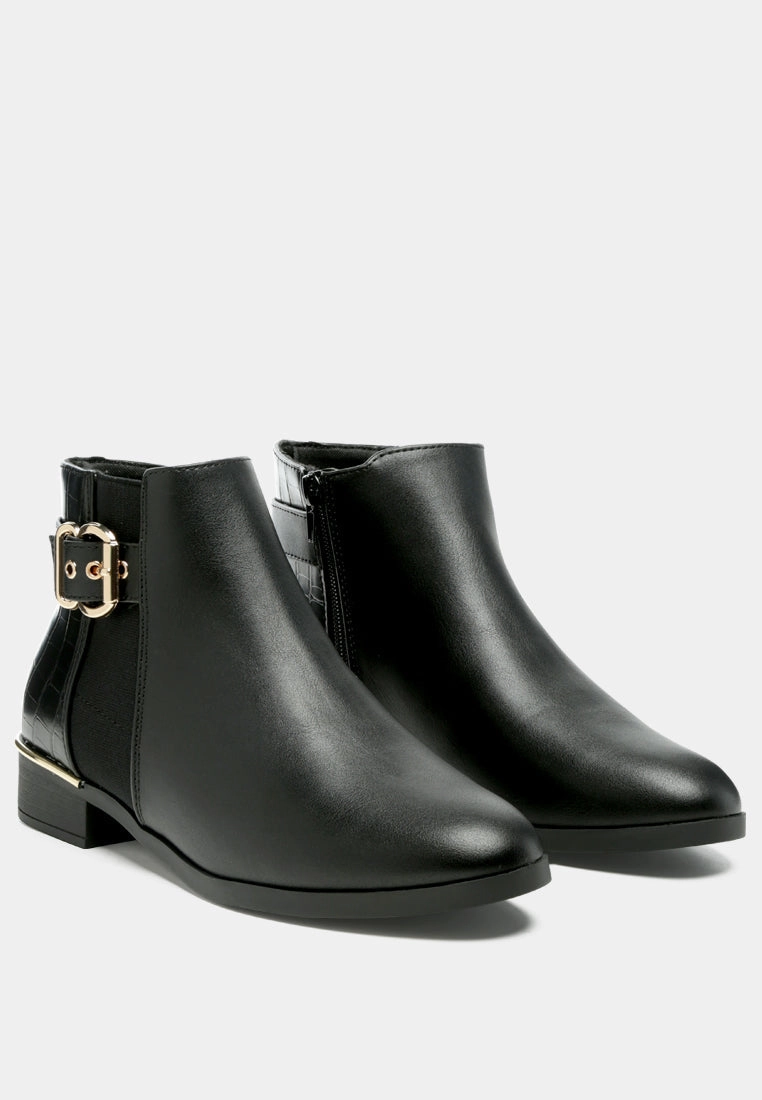 Simple Chelsea Boots frothy buckled ankle boots with croc detail
