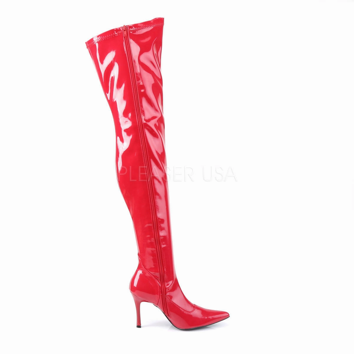 Moretti Chelsea Boots FUNTASMA LUST-3000 Red Stretch Pat Thigh High Boots