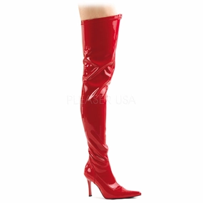 FUNTASMA LUST-3000 Red Stretch Pat Thigh High Boots Orinoco Club Chelsea Boots
