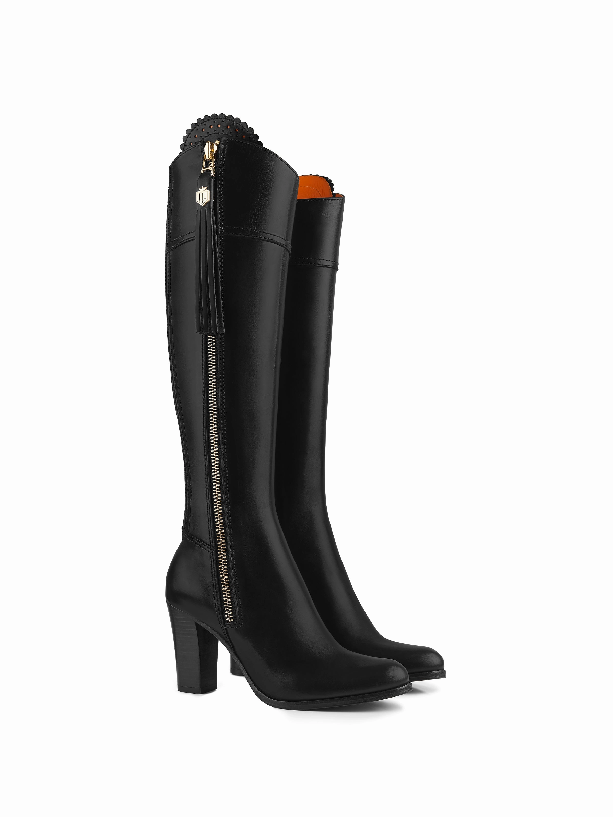 High Heeled Regina (Regular Fit) - Black Leather Worn In Chelsea Boots