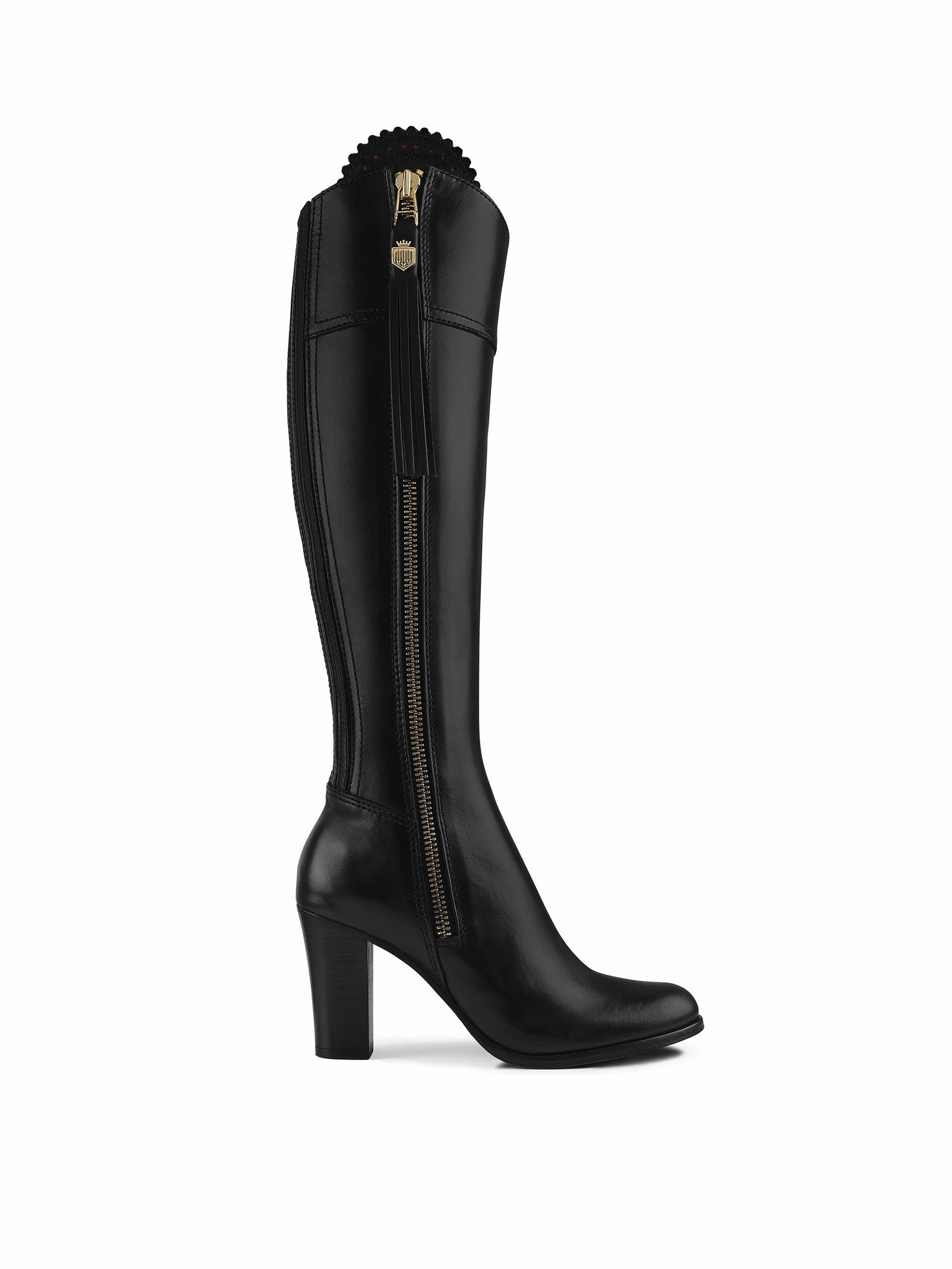High Heeled Regina (Regular Fit) - Black Leather Chelsea Boots With Pants