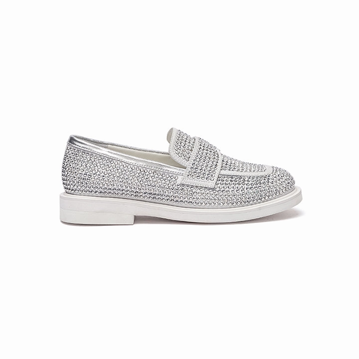 Rubber Sole Penny Loafers Gelya - Silver