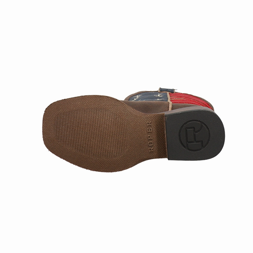 Ankle Boots With A Wedge Heel American Patriotic Square Toe Cowboy Boots (Little Kid)