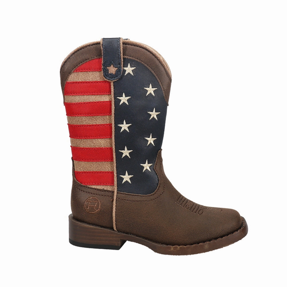 American Patriotic Square Toe Cowboy Boots (Little Kid) Quince Boots