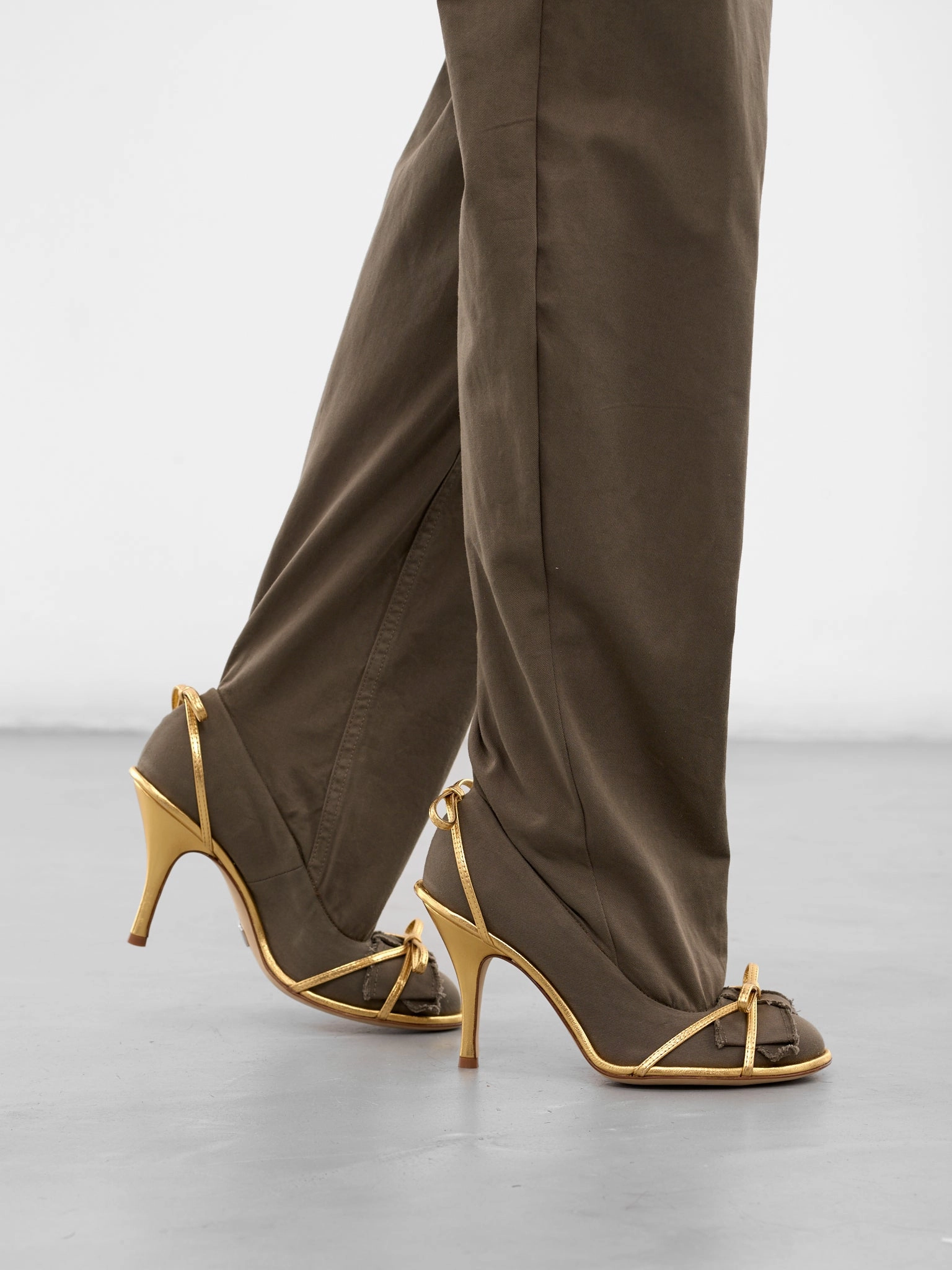 Joseph Cheaney Chelsea Boots Green Double Layer Thigh Boots (SH05FW5-ARMY-GOLD)