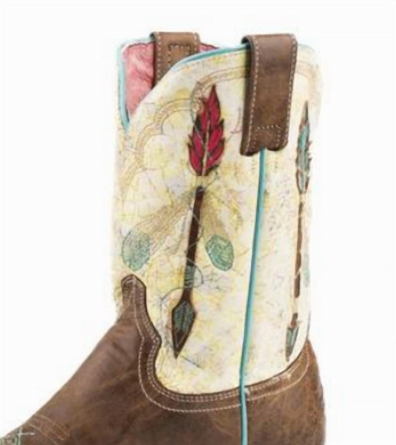 Kid's Roper Arrow Feather Boots In Vintage White Cheap Square Toe Boots