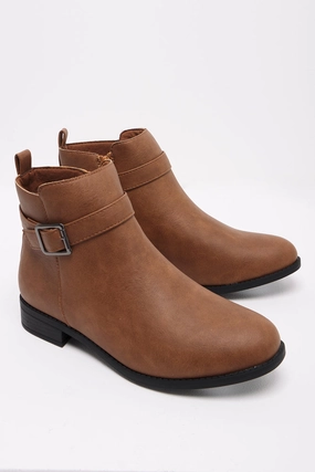 Buckle Trim Boots Natural Trousers And Ankle Boots