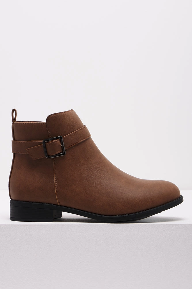 Buckle Trim Boots Natural Ankle Boots With Glitter