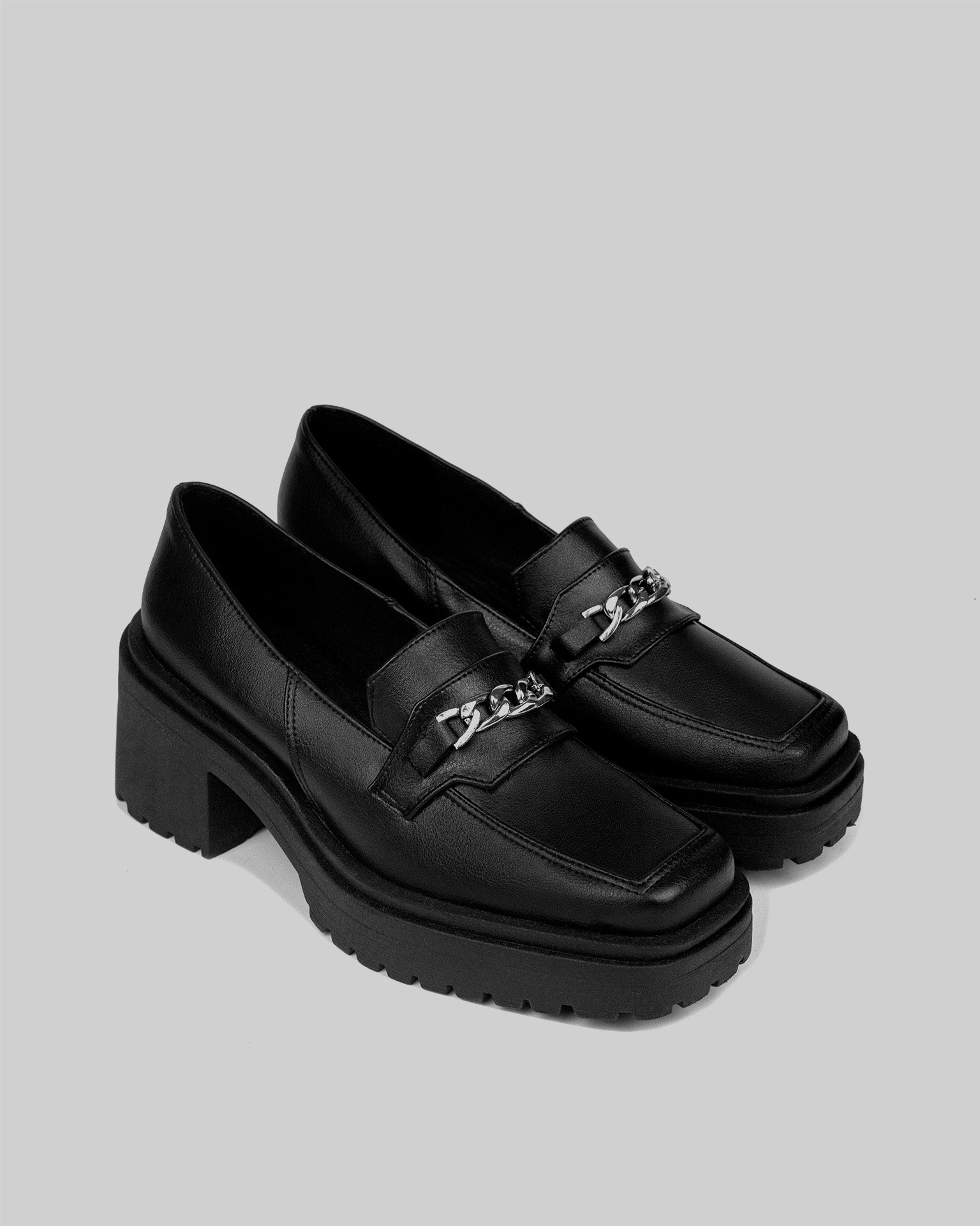 Best Arch Support Shoes Squared Chunky Loafers Black vegan women's loafers shoes