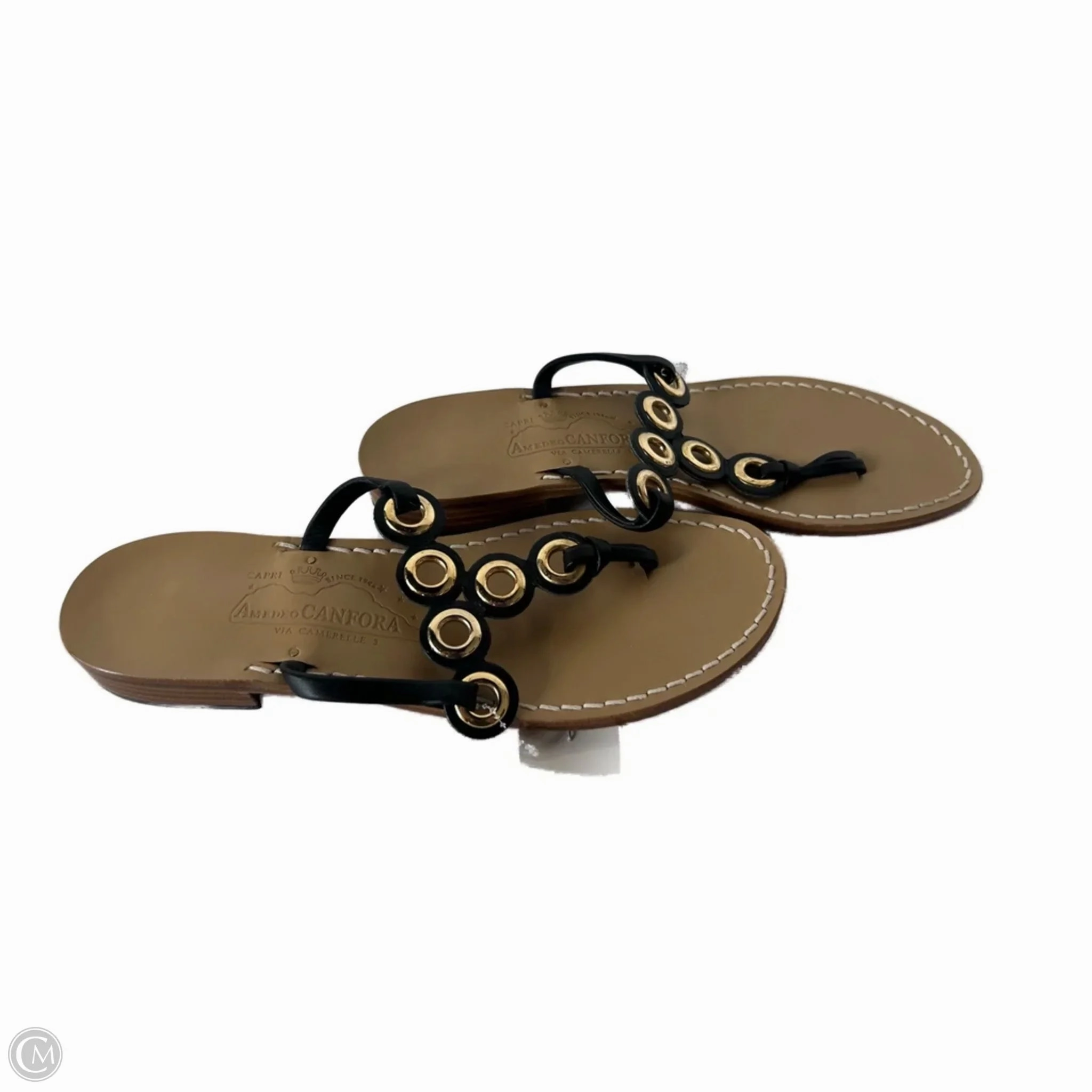 Flip Flops Men Sandals Flip Flops By Cma In Black & Gold, Size: 10