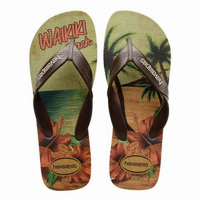 HAVAIANAS SURF - SAND GREY/DARK BROWN/BEIGE Leather Flip Flops Platform