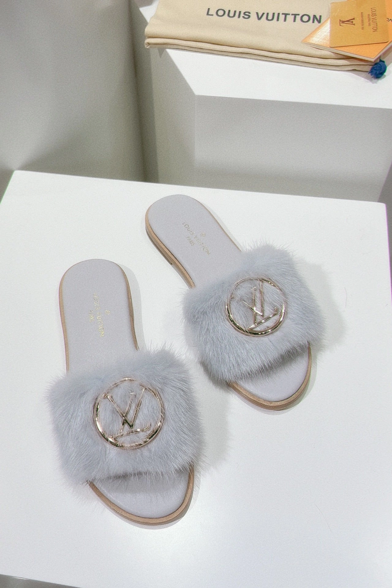 SE1173 LB Mink Fur Flat Mule / Size5-12 Dance Shoes Flats