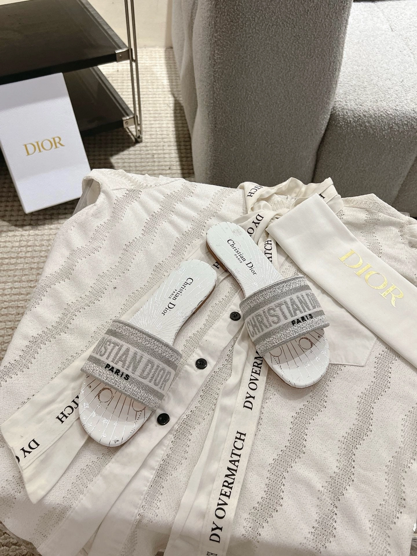 SE1655 Dior Dway Slide / Size5-12 Denim Flats Shoes