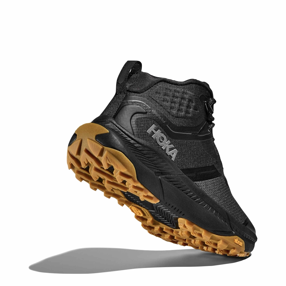 Dunham Cloud Hiking Boots Hoka Women's Transport Hike GTX Mid Waterproof Boot in Black/Black