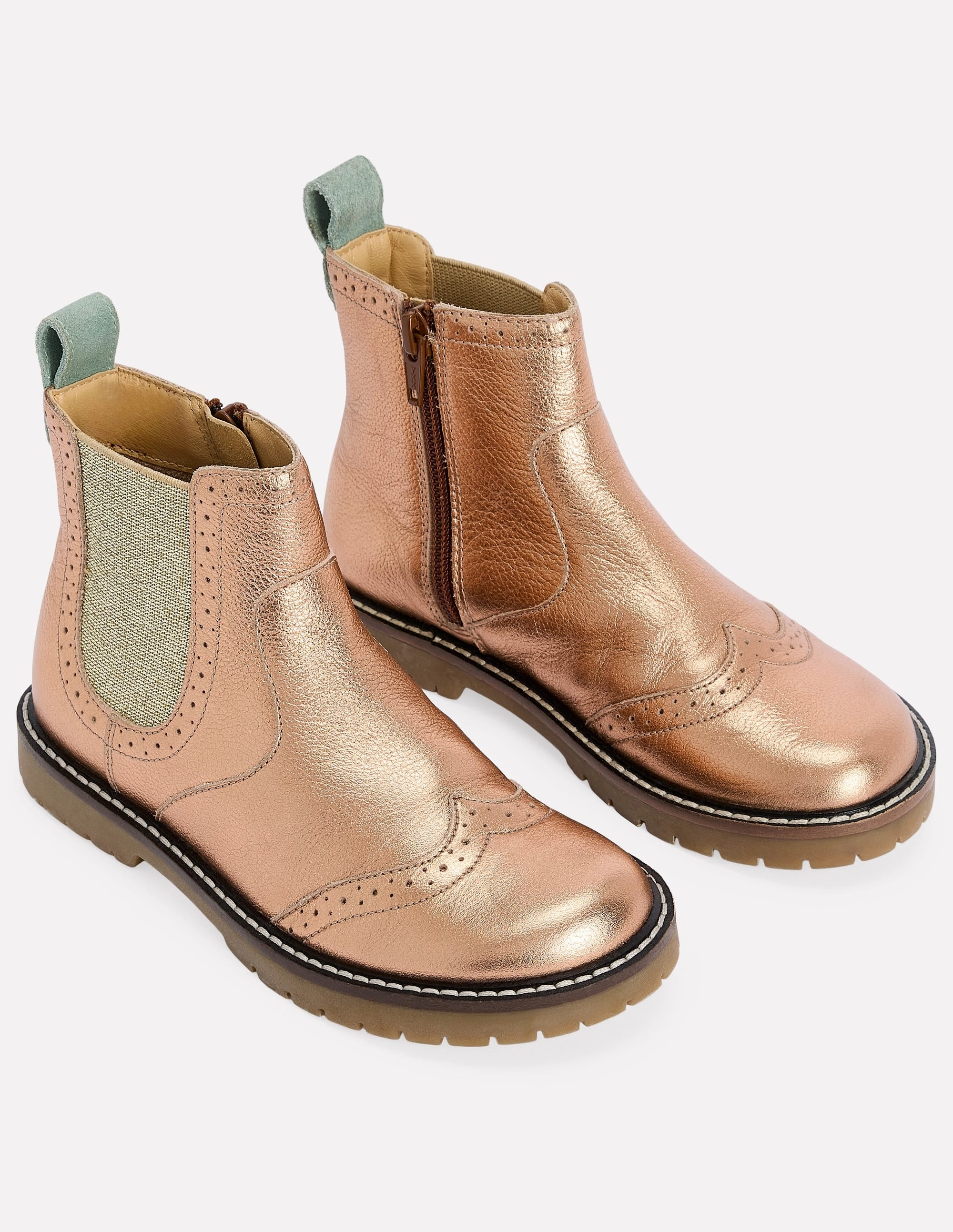 Leather Chelsea Boots-Bronze Chelsea Boots And Peacoat