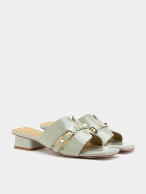 Illiana Patent Studded Heels Running Shoes With High Heel To Toe Drop