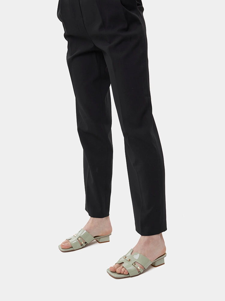 Illiana Patent Studded Heels High Heeled Knee High Boots