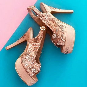 High Heels Stuck Blush Bride High Heeled Embroidered Shoes for Weddings