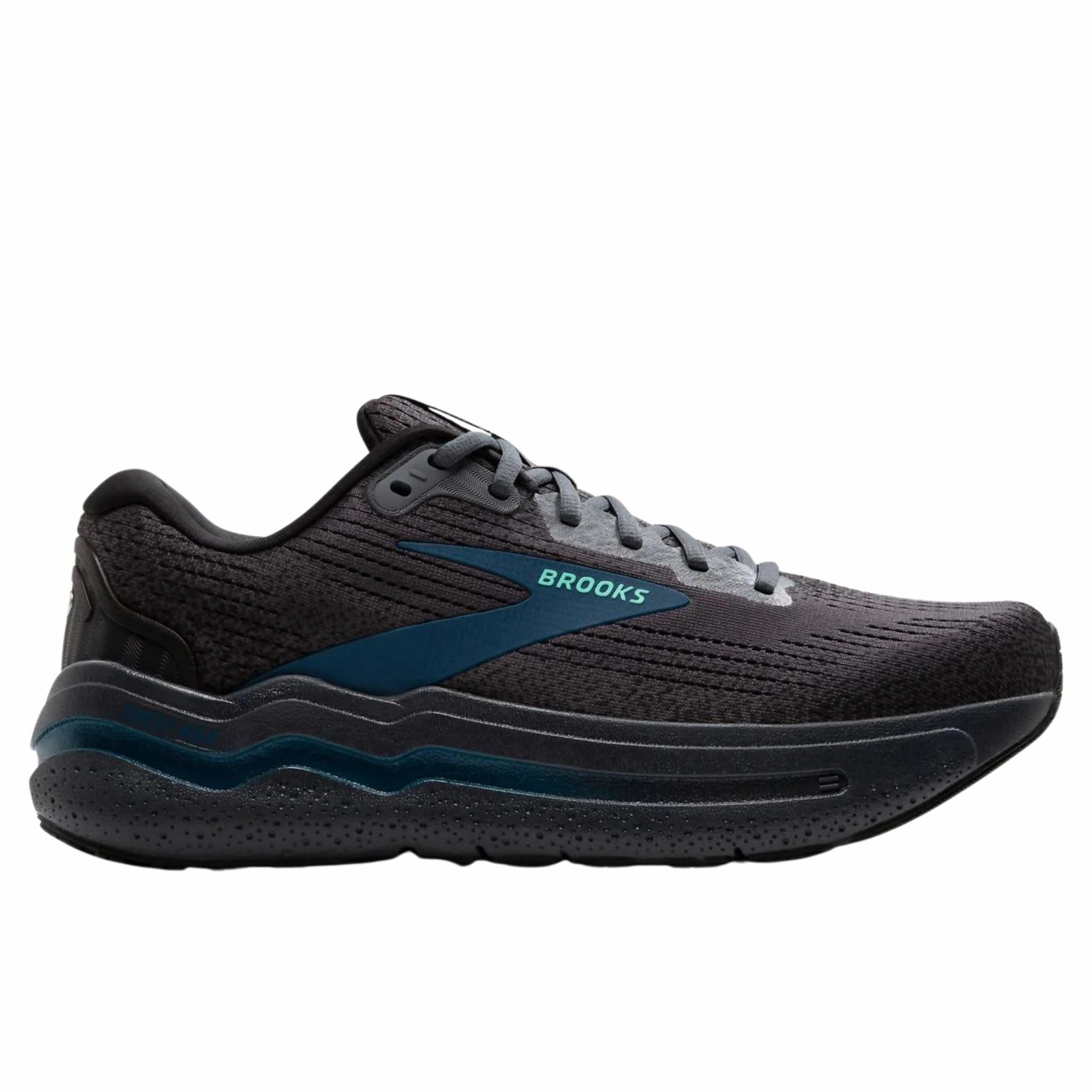 Trail.running Shoes Brooks Men's 110431 081 Ghost Max 2 Ebony Cockatoo Blue Sapphire Cushion Neutral Running Shoes (WIDE)