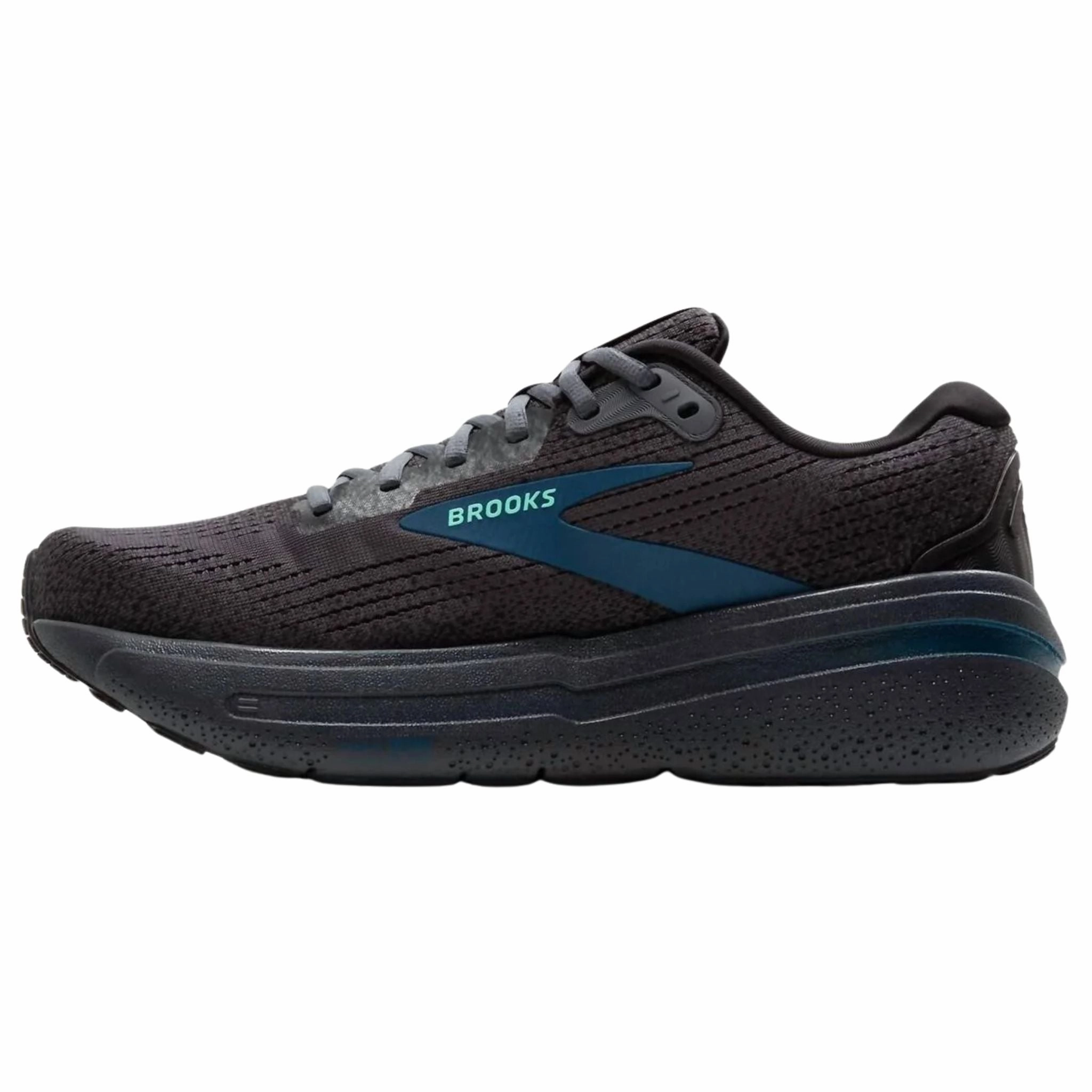 Brooks Men's 110431 081 Ghost Max 2 Ebony Cockatoo Blue Sapphire Cushion Neutral Running Shoes (WIDE) Ultrarun 5 Tr Running Shoes
