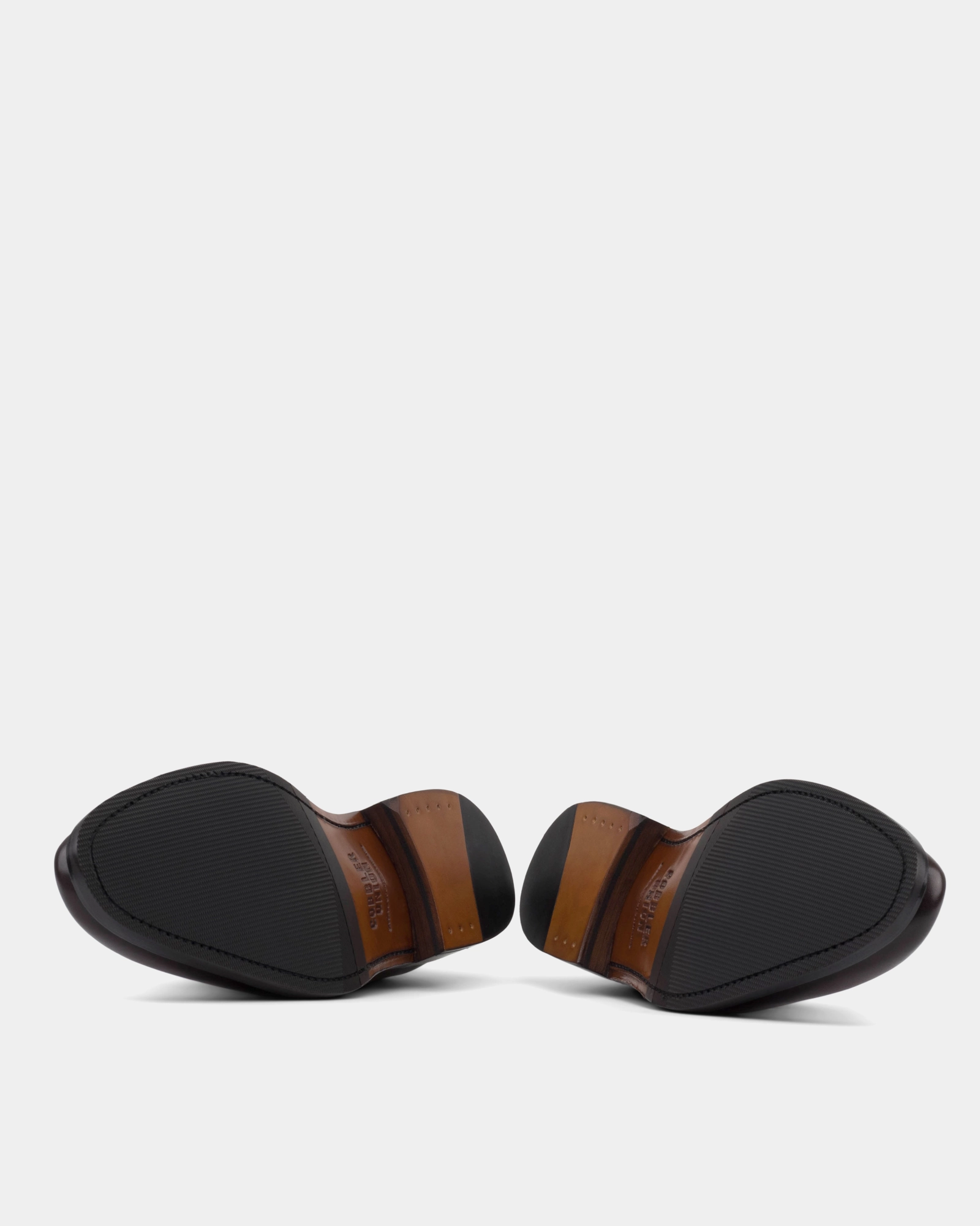 Leather Lace Up Flat Shoes Alex Brown Wingtip Derby with Half-Rubber Soles - 722